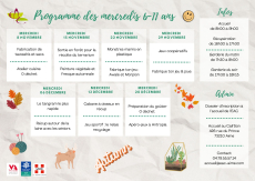 Programme des 6-11 ans des mercredis de novembre &amp; d&eacute;cembre