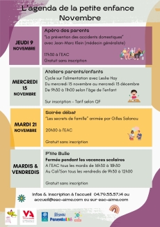L'agenda de novembre de la petite enfance