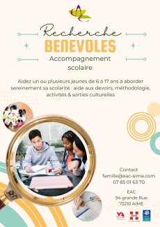Recherche b&eacute;n&eacute;vole soutien scolaire