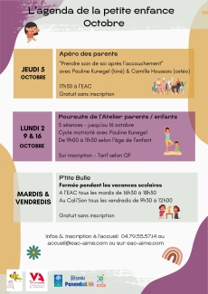 L'agenda d'octobre de la petite enfance