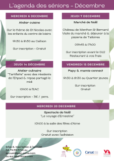 S&eacute;niors - Agenda d&eacute;cembre