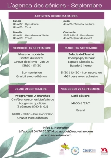 L'agenda de Septembre des s&eacute;niors