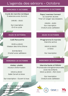 L'agenda d'octobre des s&eacute;niors