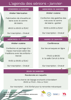 Agendas petite enfance &amp; s&eacute;niors - Janvier 2024